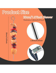 12 Pinchos de Acero Inoxidable para Kabob Prasacco 20cm 2