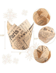 200 Moldes para Cupcakes Tulipán YoCosii - Papel Natural y Blanco 2