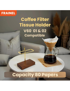 Soporte para Filtro de Café V60 FRAINEL - Latón y Nogal 14x11.9cm 2
