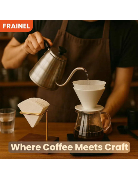 Soporte para Filtro de Café V60 FRAINEL - Latón y Nogal 14x11.9cm