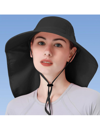 Sombrero de Sol Plegable UV 50+ para Mujeres - Negro