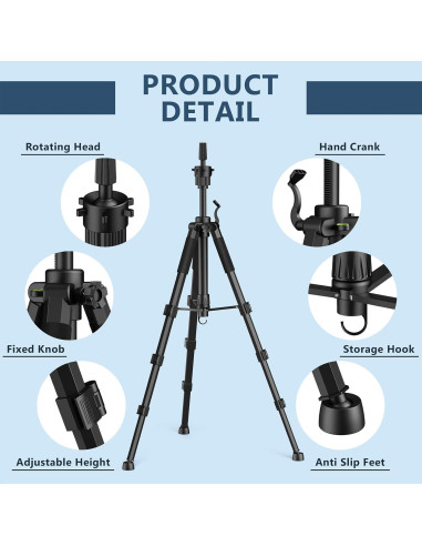 Soporte de Peluca Trípode Retbtnm Ajustable 54 cm Metal