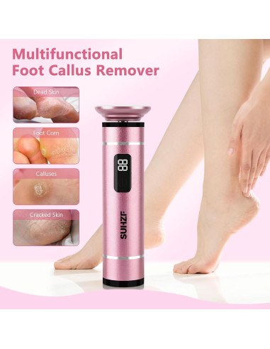Removedor Eléctrico de Callos SUHZF con Pantalla LED Rosa