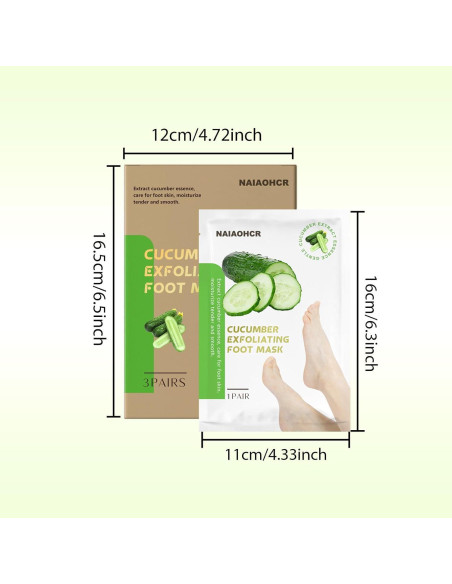 Mascarilla Exfoliante para Pies NAIAOHCR - 3 Pares Hidratantes