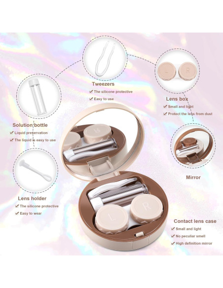 Estuche para Lentes de Contacto FEISEDY Blanco con Accesorios