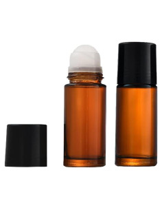 4 Botellas de Vidrio 50ml con Rodillo ccHuDE para Aceites