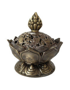 Soporte de Incienso Ebonee Loto Bronce 7 cm Decorativo