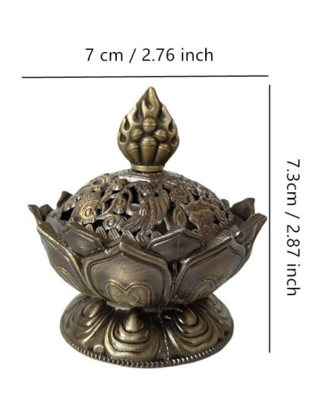 Soporte de Incienso Ebonee Loto Bronce 7 cm Decorativo