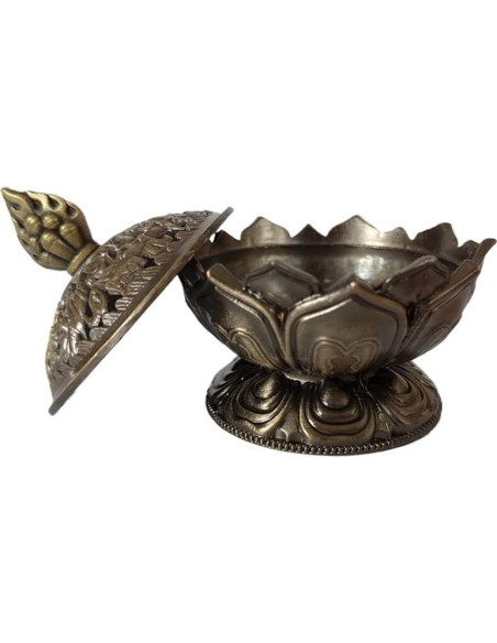 Soporte de Incienso Ebonee Loto Bronce 7 cm Decorativo