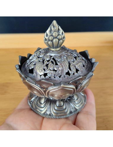 Soporte de Incienso Ebonee Loto Bronce 7 cm Decorativo