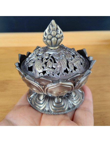 Soporte de Incienso Ebonee Loto Bronce 7 cm Decorativo