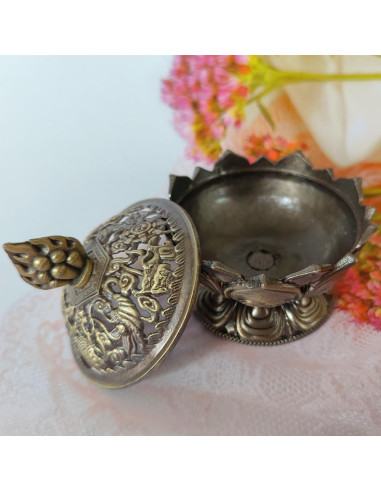 Soporte de Incienso Ebonee Loto Bronce 7 cm Decorativo