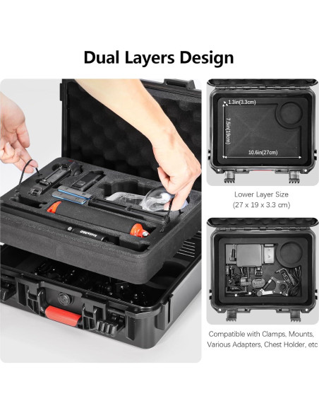 Funda Dura Impermeable Amazear para Insta360 X4 X5 - 35x28.5cm