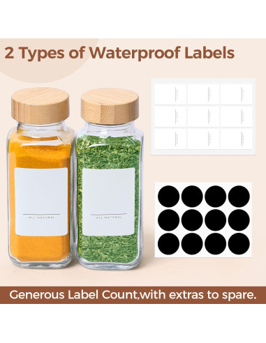 Tarros de Especias de Vidrio ComSaf 6Pcs 226.8g con Tapa de Bambú