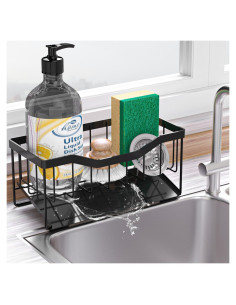 Soporte para Esponja Vanwood Negro con Drenaje Automático 9.19cm