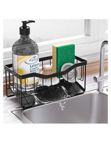 Soporte para Esponja Vanwood Negro con Drenaje Automático 9.19cm