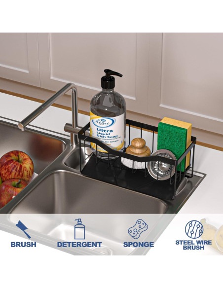 Soporte para Esponja Vanwood Negro con Drenaje Automático 9.19cm