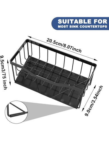 Soporte para Esponja Vanwood Negro con Drenaje Automático 9.19cm