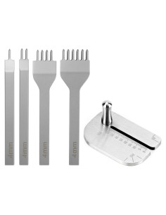 Juego de Punch de Piel QWORK con Placa de Ayuda 4mm