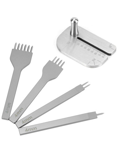 Juego de Punch de Piel QWORK con Placa de Ayuda 4mm