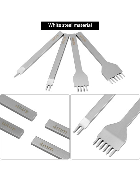 Juego de Punch de Piel QWORK con Placa de Ayuda 4mm