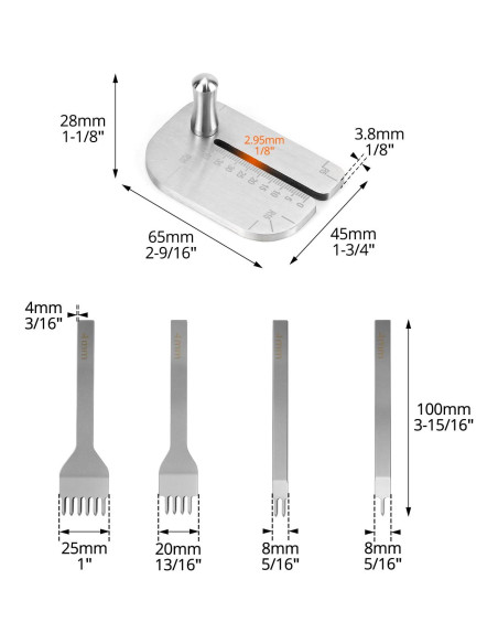 Juego de Punch de Piel QWORK con Placa de Ayuda 4mm