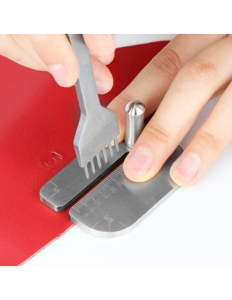 Juego de Punch de Piel QWORK con Placa de Ayuda 4mm