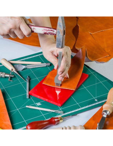 Juego de Punch de Piel QWORK con Placa de Ayuda 4mm