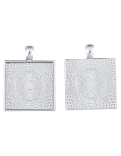 20pcs Base de Pendientes Cuadrados 25mm Bronce Plateado SHUNAE