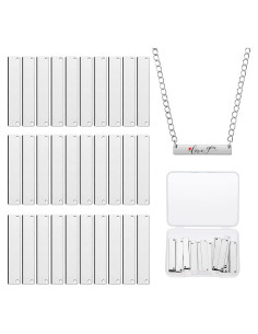 30 Etiquetas Colgantes Vacías Rectangulares Yaomiao Plata 35x6mm