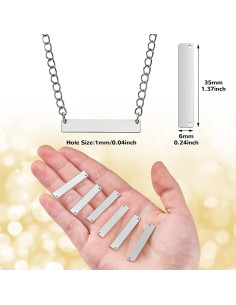 30 Etiquetas Colgantes Vacías Rectangulares Yaomiao Plata 35x6mm 2