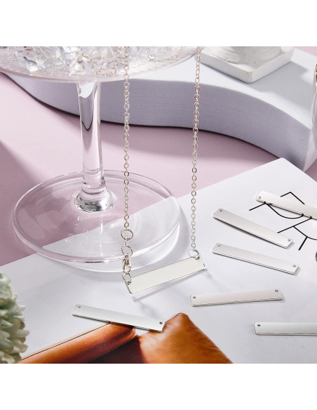 30 Etiquetas Colgantes Vacías Rectangulares Yaomiao Plata 35x6mm