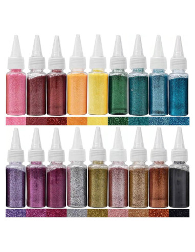 18 Colores Polvo de Brillo Acrílico DECOYARDOO 216g Multiusos