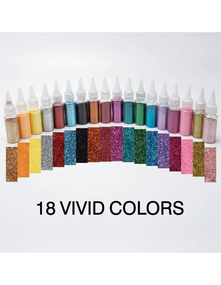 18 Colores Polvo de Brillo Acrílico DECOYARDOO 216g Multiusos