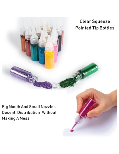 18 Colores Polvo de Brillo Acrílico DECOYARDOO 216g Multiusos