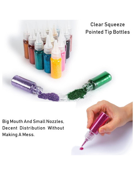 18 Colores Polvo de Brillo Acrílico DECOYARDOO 216g Multiusos