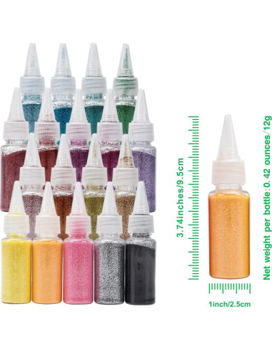 18 Colores Polvo de Brillo Acrílico DECOYARDOO 216g Multiusos