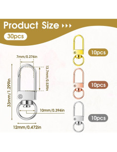 30 Ganchos de Langosta Giratorios Metal AHQiZFX - Oro, Plata, Rosa 2