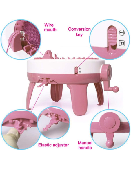 Máquina de Tejer Sentro 40 Agujas Eléctrica Rosa y Blanco