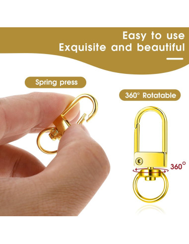 30 Ganchos de Langosta Giratorios Metal AHQiZFX - Oro, Plata, Rosa