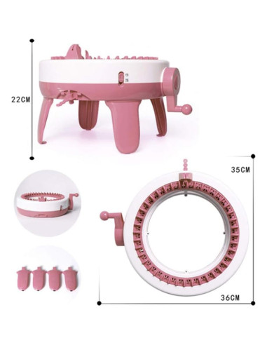 Máquina de Tejer Sentro 40 Agujas Eléctrica Rosa y Blanco