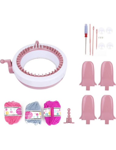 Máquina de Tejer Sentro 40 Agujas Eléctrica Rosa y Blanco