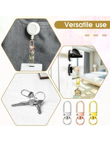 30 Ganchos de Langosta Giratorios Metal AHQiZFX - Oro, Plata, Rosa