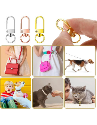 30 Ganchos de Langosta Giratorios Metal AHQiZFX - Oro, Plata, Rosa