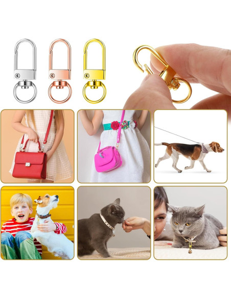 30 Ganchos de Langosta Giratorios Metal AHQiZFX - Oro, Plata, Rosa