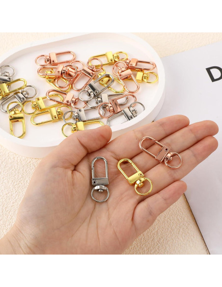 30 Ganchos de Langosta Giratorios Metal AHQiZFX - Oro, Plata, Rosa