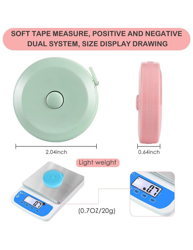 Paquete de 4 cintas métricas retráctiles 150 cm xunhewi