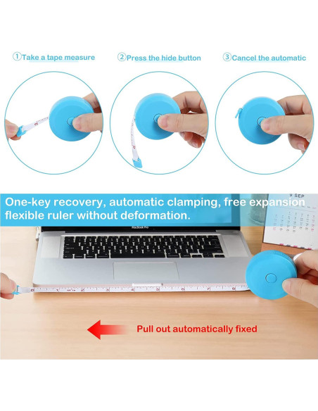 Paquete de 4 cintas métricas retráctiles 150 cm xunhewi