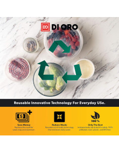 Set de Tapas de Silicona DI ORO 12 Piezas - Redondas y Cuadradas 2