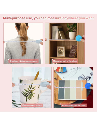 Paquete de 4 cintas métricas retráctiles 150 cm xunhewi